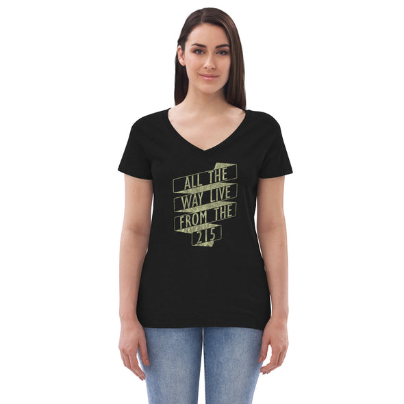 All The Way Live Women’s Recycled V-neck T-shirt - Philly Habit