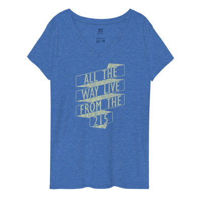 All The Way Live Women’s Recycled V-neck T-shirt - Philly Habit