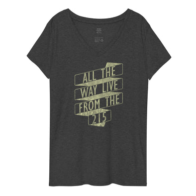 All The Way Live Women’s Recycled V-neck T-shirt - Philly Habit
